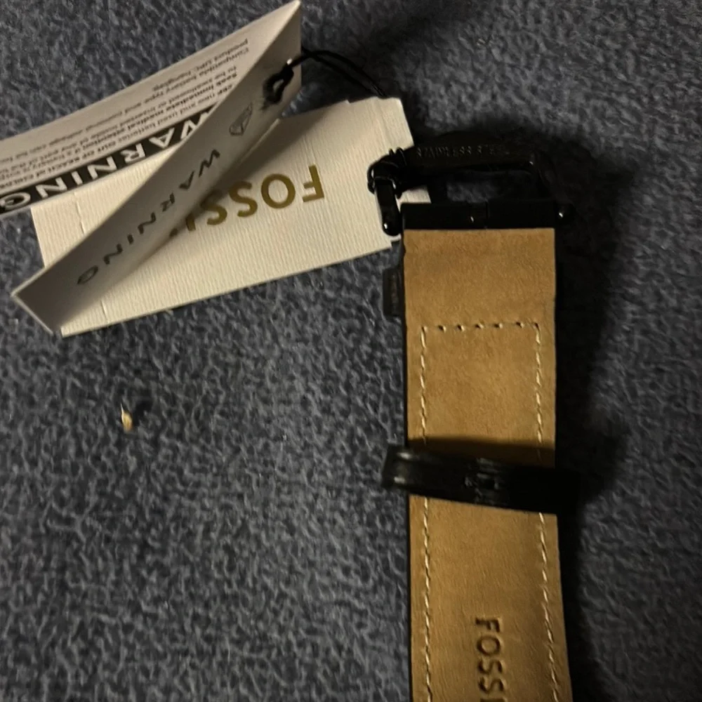 Fossil Black Men’s Leather Strap Watch